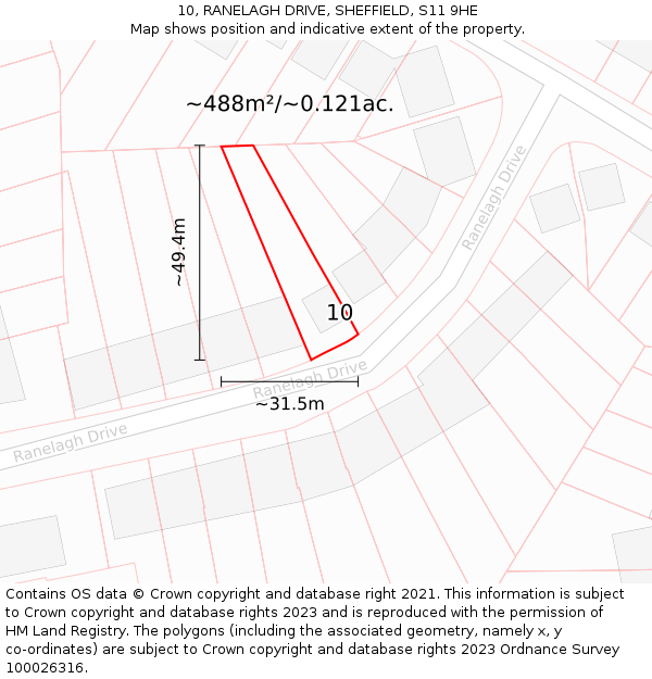 10, RANELAGH DRIVE, SHEFFIELD, S11 9HE: Plot and title map