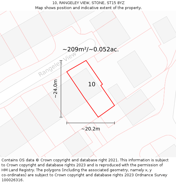 10, RANGELEY VIEW, STONE, ST15 8YZ: Plot and title map
