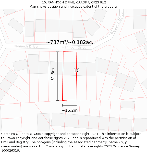 10, RANNOCH DRIVE, CARDIFF, CF23 6LQ: Plot and title map