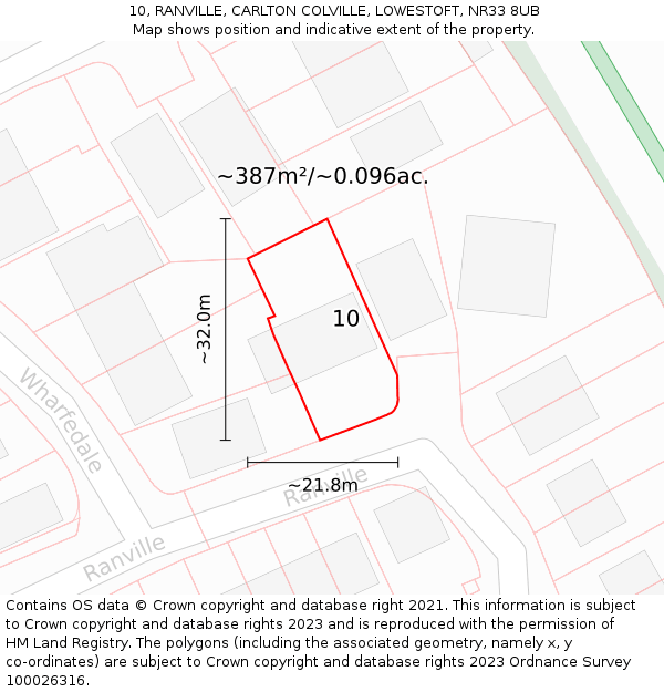 10, RANVILLE, CARLTON COLVILLE, LOWESTOFT, NR33 8UB: Plot and title map