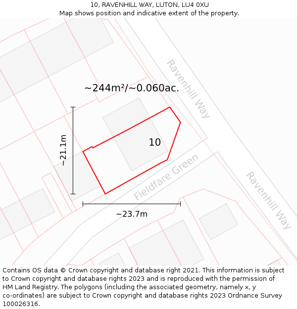 10, RAVENHILL WAY, LUTON, LU4 0XU: Plot and title map