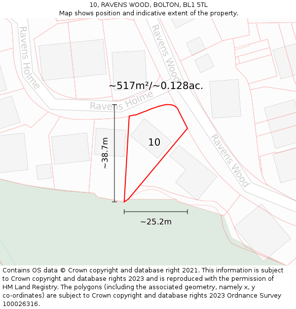 10, RAVENS WOOD, BOLTON, BL1 5TL: Plot and title map