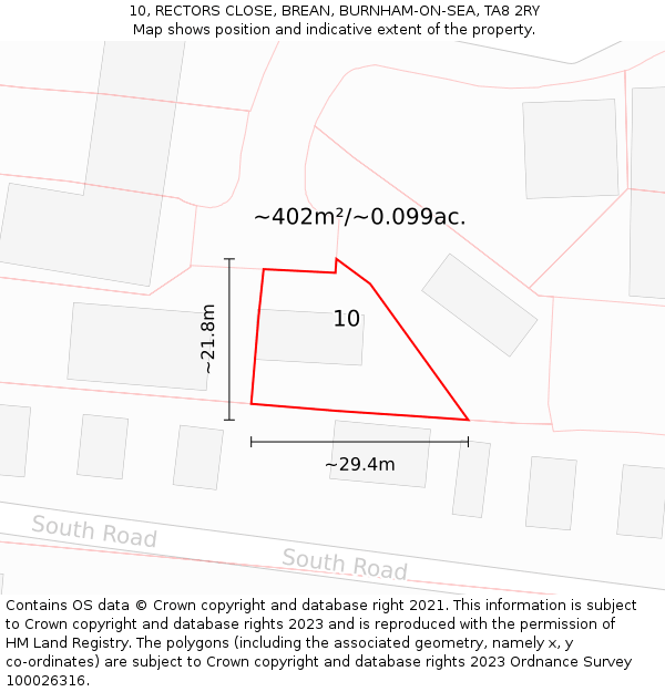 10, RECTORS CLOSE, BREAN, BURNHAM-ON-SEA, TA8 2RY: Plot and title map