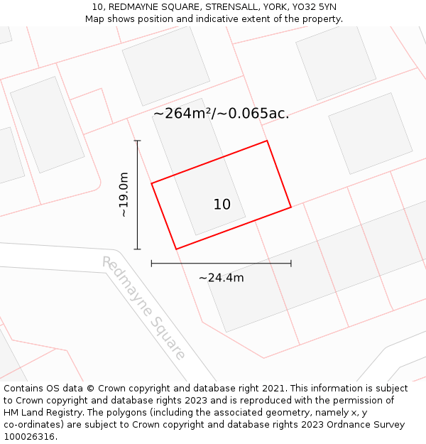 10, REDMAYNE SQUARE, STRENSALL, YORK, YO32 5YN: Plot and title map