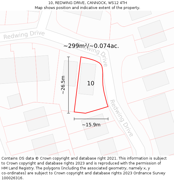10, REDWING DRIVE, CANNOCK, WS12 4TH: Plot and title map
