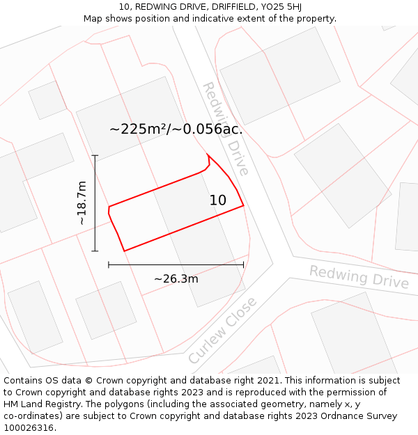 10, REDWING DRIVE, DRIFFIELD, YO25 5HJ: Plot and title map