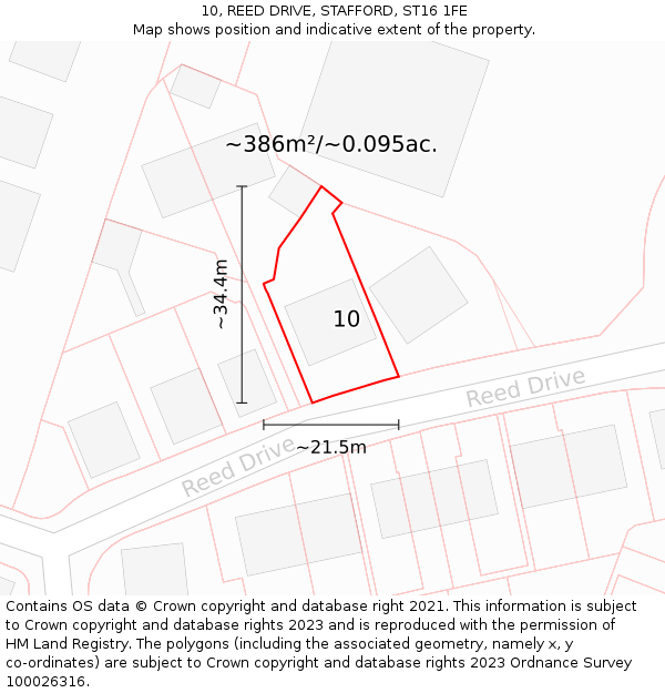 10, REED DRIVE, STAFFORD, ST16 1FE: Plot and title map