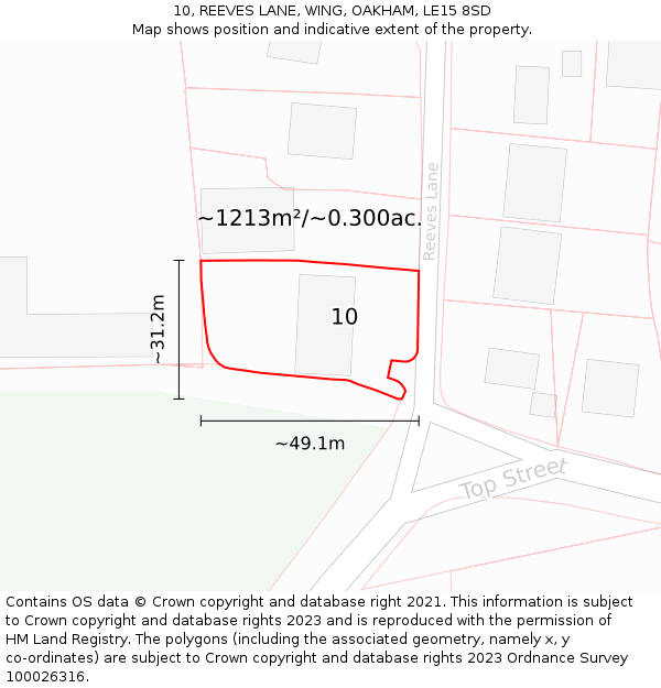 10, REEVES LANE, WING, OAKHAM, LE15 8SD: Plot and title map