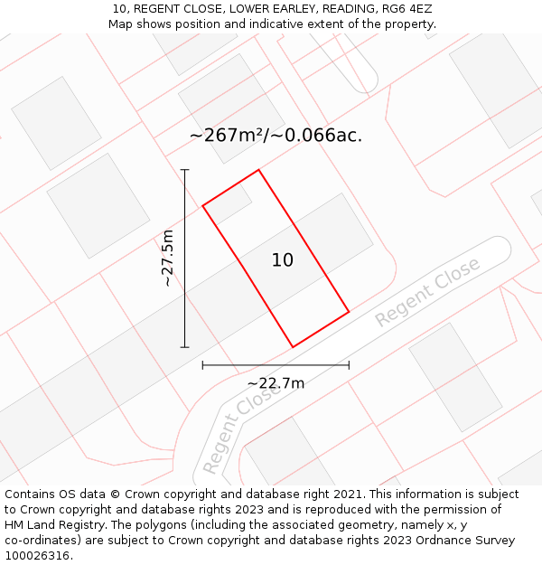 10, REGENT CLOSE, LOWER EARLEY, READING, RG6 4EZ: Plot and title map