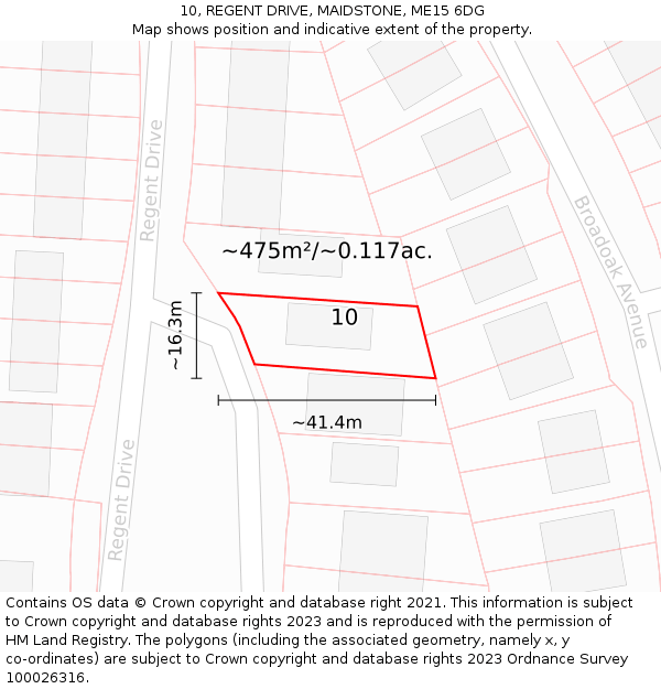 10, REGENT DRIVE, MAIDSTONE, ME15 6DG: Plot and title map