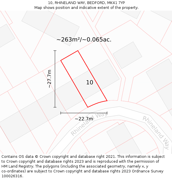 10, RHINELAND WAY, BEDFORD, MK41 7YP: Plot and title map