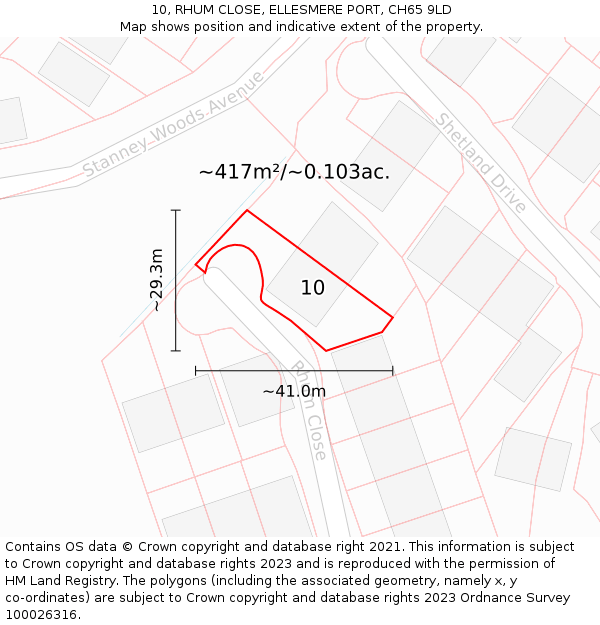 10, RHUM CLOSE, ELLESMERE PORT, CH65 9LD: Plot and title map