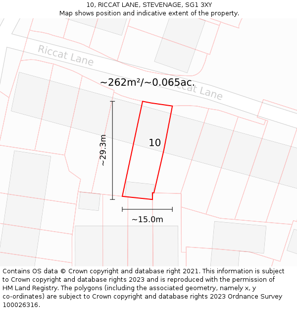 10, RICCAT LANE, STEVENAGE, SG1 3XY: Plot and title map