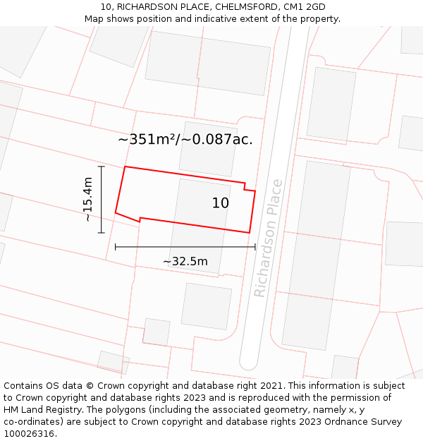 10, RICHARDSON PLACE, CHELMSFORD, CM1 2GD: Plot and title map
