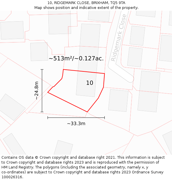 10, RIDGEMARK CLOSE, BRIXHAM, TQ5 9TA: Plot and title map