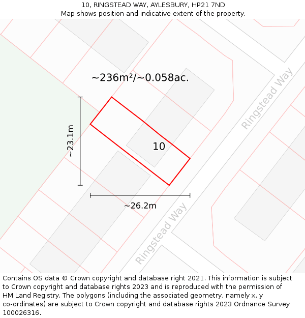 10, RINGSTEAD WAY, AYLESBURY, HP21 7ND: Plot and title map