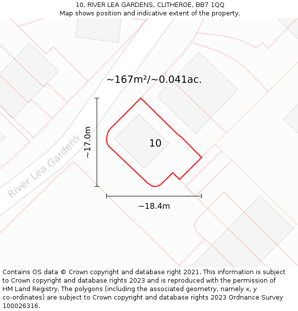 10, RIVER LEA GARDENS, CLITHEROE, BB7 1QQ: Plot and title map