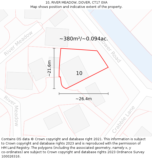 10, RIVER MEADOW, DOVER, CT17 0XA: Plot and title map