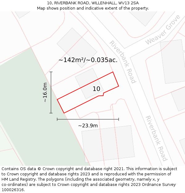 10, RIVERBANK ROAD, WILLENHALL, WV13 2SA: Plot and title map