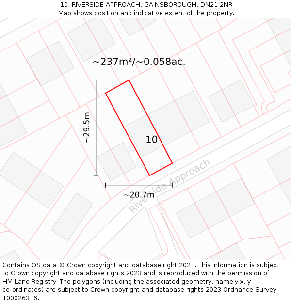 10, RIVERSIDE APPROACH, GAINSBOROUGH, DN21 2NR: Plot and title map