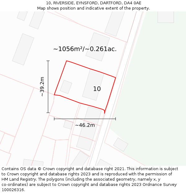 10, RIVERSIDE, EYNSFORD, DARTFORD, DA4 0AE: Plot and title map