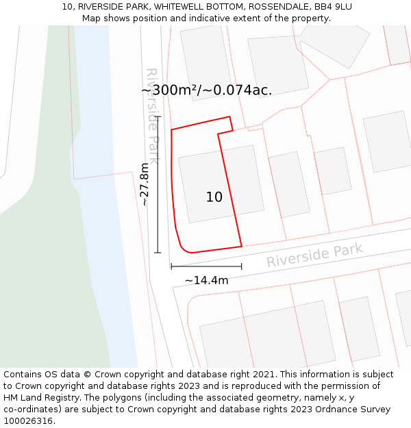 10, RIVERSIDE PARK, WHITEWELL BOTTOM, ROSSENDALE, BB4 9LU: Plot and title map