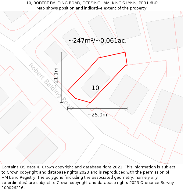 10, ROBERT BALDING ROAD, DERSINGHAM, KING'S LYNN, PE31 6UP: Plot and title map