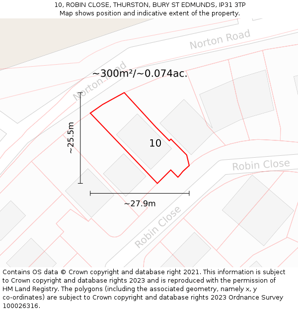 10, ROBIN CLOSE, THURSTON, BURY ST EDMUNDS, IP31 3TP: Plot and title map