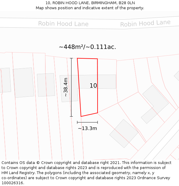 10, ROBIN HOOD LANE, BIRMINGHAM, B28 0LN: Plot and title map