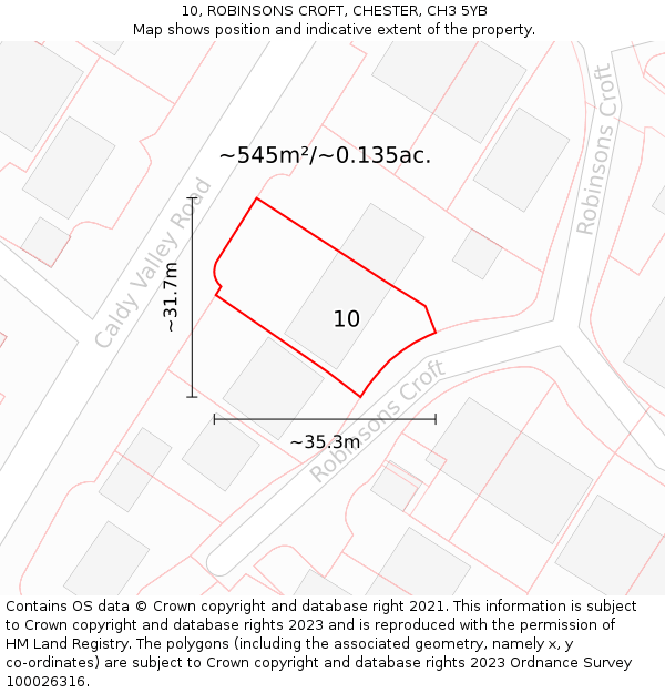 10, ROBINSONS CROFT, CHESTER, CH3 5YB: Plot and title map