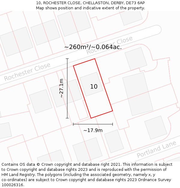 10, ROCHESTER CLOSE, CHELLASTON, DERBY, DE73 6AP: Plot and title map
