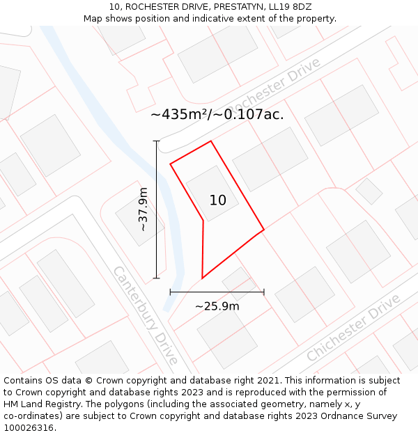 10, ROCHESTER DRIVE, PRESTATYN, LL19 8DZ: Plot and title map