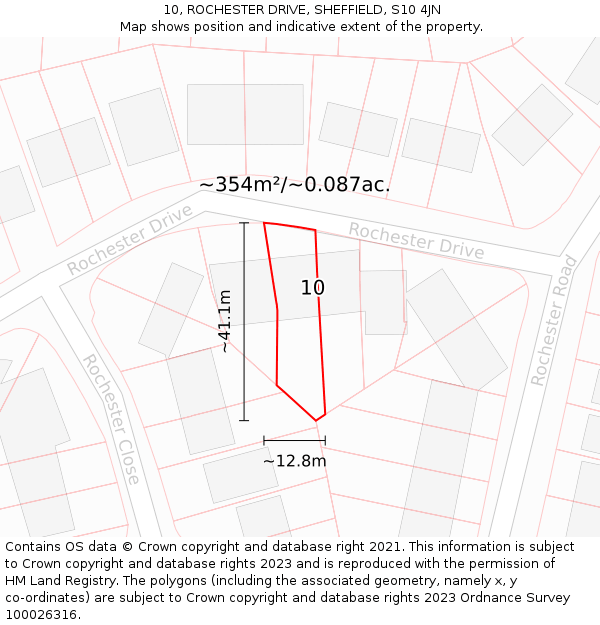 10, ROCHESTER DRIVE, SHEFFIELD, S10 4JN: Plot and title map
