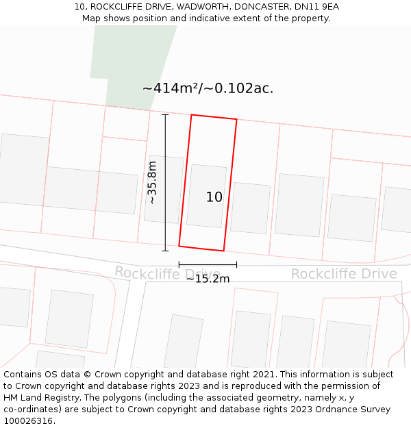 10, ROCKCLIFFE DRIVE, WADWORTH, DONCASTER, DN11 9EA: Plot and title map