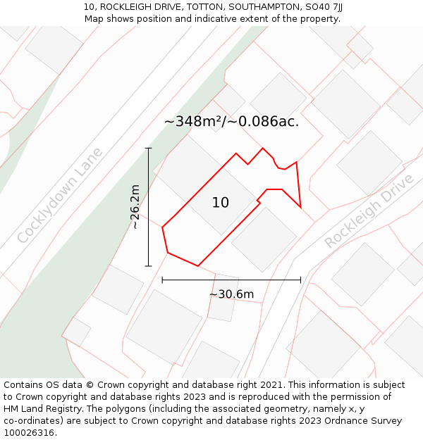 10, ROCKLEIGH DRIVE, TOTTON, SOUTHAMPTON, SO40 7JJ: Plot and title map