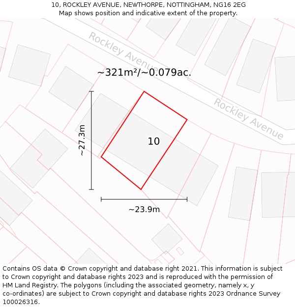 10, ROCKLEY AVENUE, NEWTHORPE, NOTTINGHAM, NG16 2EG: Plot and title map