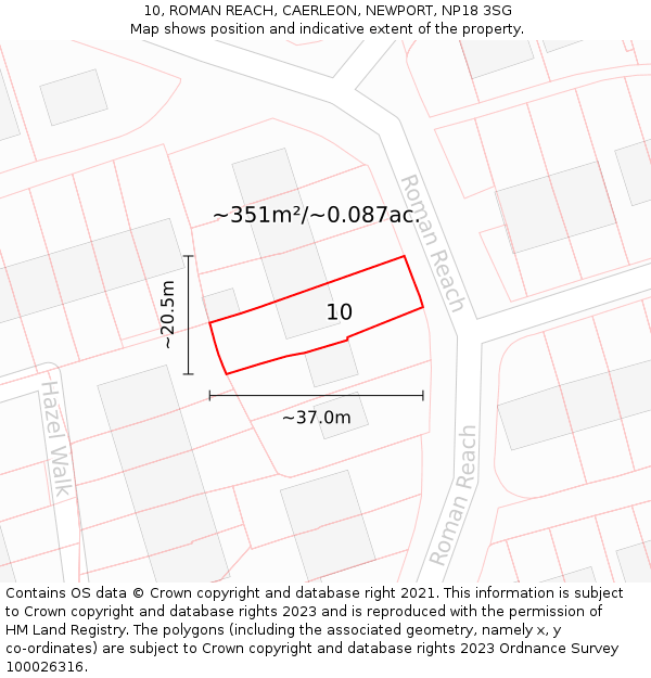 10, ROMAN REACH, CAERLEON, NEWPORT, NP18 3SG: Plot and title map