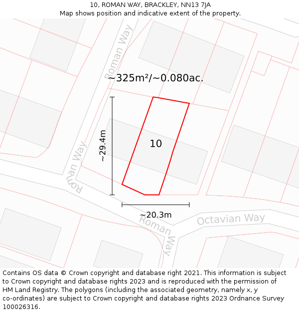 10, ROMAN WAY, BRACKLEY, NN13 7JA: Plot and title map