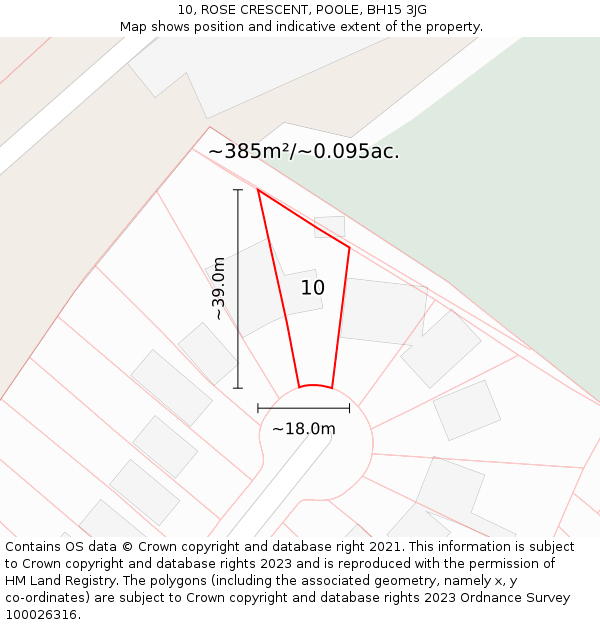 10, ROSE CRESCENT, POOLE, BH15 3JG: Plot and title map