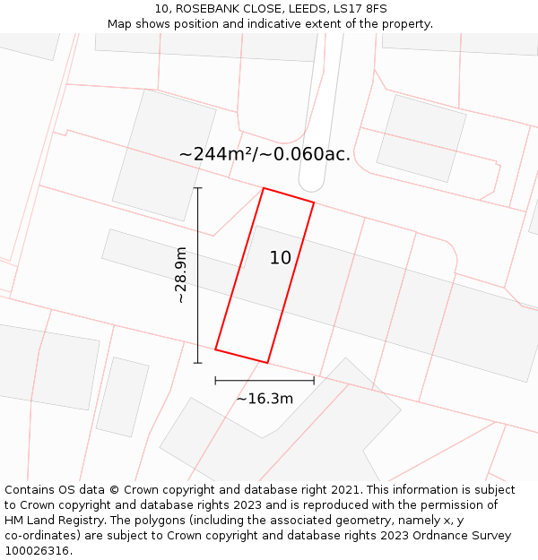 10, ROSEBANK CLOSE, LEEDS, LS17 8FS: Plot and title map