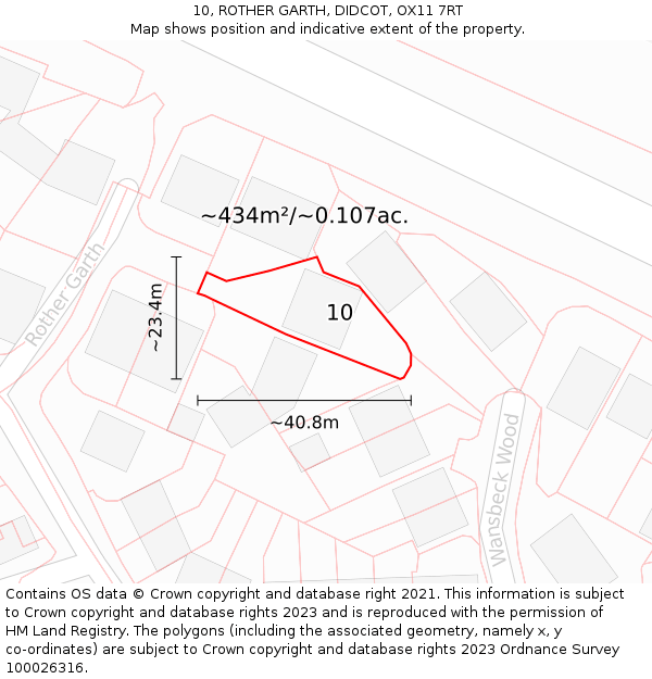 10, ROTHER GARTH, DIDCOT, OX11 7RT: Plot and title map