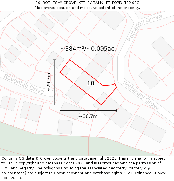 10, ROTHESAY GROVE, KETLEY BANK, TELFORD, TF2 0EG: Plot and title map