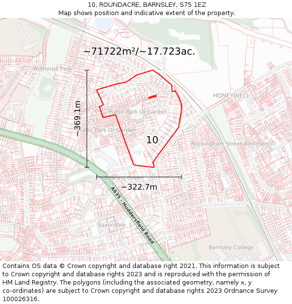 10, ROUNDACRE, BARNSLEY, S75 1EZ: Plot and title map