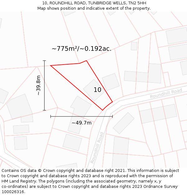 10, ROUNDHILL ROAD, TUNBRIDGE WELLS, TN2 5HH: Plot and title map