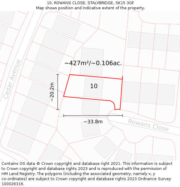 10, ROWANS CLOSE, STALYBRIDGE, SK15 3GF: Plot and title map