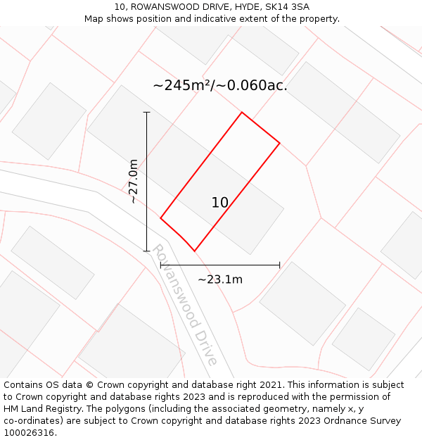 10, ROWANSWOOD DRIVE, HYDE, SK14 3SA: Plot and title map