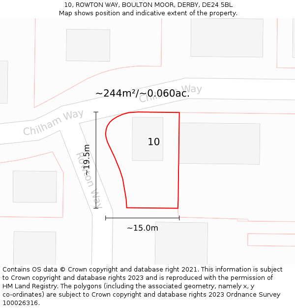 10, ROWTON WAY, BOULTON MOOR, DERBY, DE24 5BL: Plot and title map