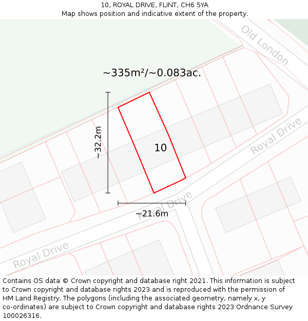 10, ROYAL DRIVE, FLINT, CH6 5YA: Plot and title map