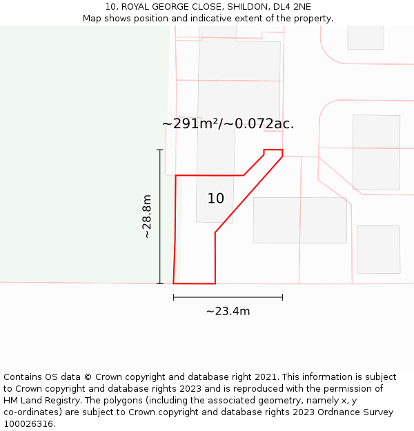 10, ROYAL GEORGE CLOSE, SHILDON, DL4 2NE: Plot and title map