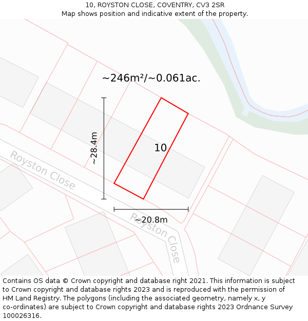10, ROYSTON CLOSE, COVENTRY, CV3 2SR: Plot and title map